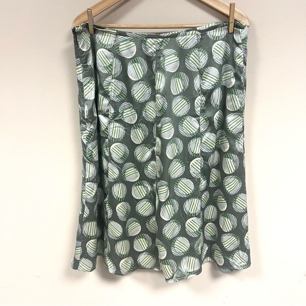 Amanda Smith midi Green Polka Dot silk Skirt  Sz 14